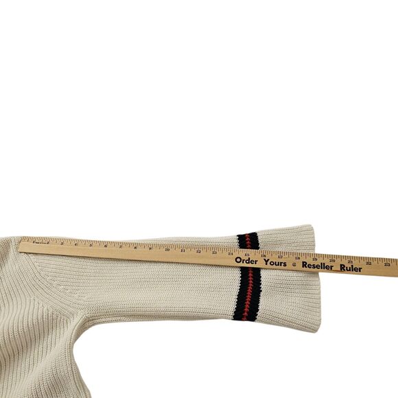 Cabi Sweater Large Ace White Nautical Tennis V-neck Pullover Bell Sleeve 5639 - Picture 10 of 10